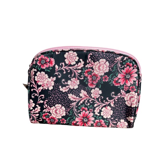 Nicole Miller NWT Floral Cosmetic Bag Travel Toiletry Make-Up Pouch Zipper - Picture 3 of 5